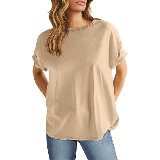 ANRABESS Women's Oversized Casual Loose Fit Short Sleeve Crewneck Summer Trendy Boxy T-Shirts Tops Blouse