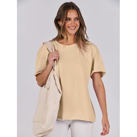 ANRABESS Women's Oversized Casual Loose Fit Short Sleeve Crewneck Summer Trendy Boxy T-Shirts Tops Blouse