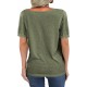 Danedvi Women Fashion Deep V-Neck Short Sleeve Tops Solid Casual Loose Basic T Shirt