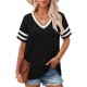 Angerella Summer Tops for Women Casual V Neck T Shirts Short Sleeve Tunic Tops Loose Fit