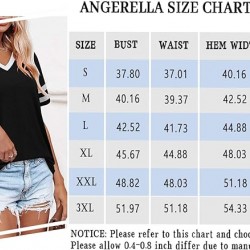 Angerella Summer Tops for Women Casual V Neck T Shirts Short Sleeve Tunic Tops Loose Fit