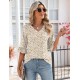 LOMON 3/4 Length Sleeve Womens Tops Summer Loose V-Neck Eyelet T-Shirts Dressy Casual Ruffle Sleeve Tunic Blouses