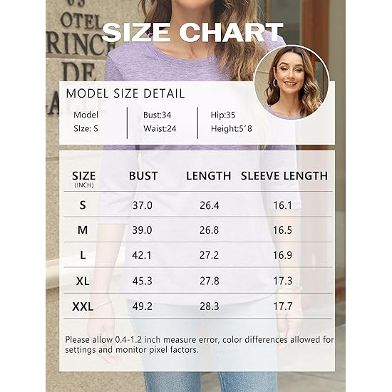 EADINVE Women's Casual 3/4 Sleeve T-Shirts Round Neck Cute Tunic Tops Basic Tees Blouses Loose Fit Pullover