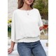 Dokotoo Womens Solid Short Sleeve Boat Crew Neck Chiffon Blouses 3/4 Sleeve Casual Dressy Shirts Batwing Dolman Top Tunic