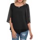 Neineiwu Womens Casual Scoop Neck Loose Top 3/4 Sleeve Chiffon Blouse Shirt Tops