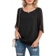 Neineiwu Womens Casual Scoop Neck Loose Top 3/4 Sleeve Chiffon Blouse Shirt Tops