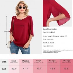 Neineiwu Womens Casual Scoop Neck Loose Top 3/4 Sleeve Chiffon Blouse Shirt Tops