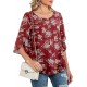 Neineiwu Womens Casual Scoop Neck Loose Top 3/4 Sleeve Chiffon Blouse Shirt Tops