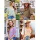 MEROKEETY Women's V Neck Batwing Half Sleeve Shirts Waffle Knit Loose Blouse Solid Color Tops