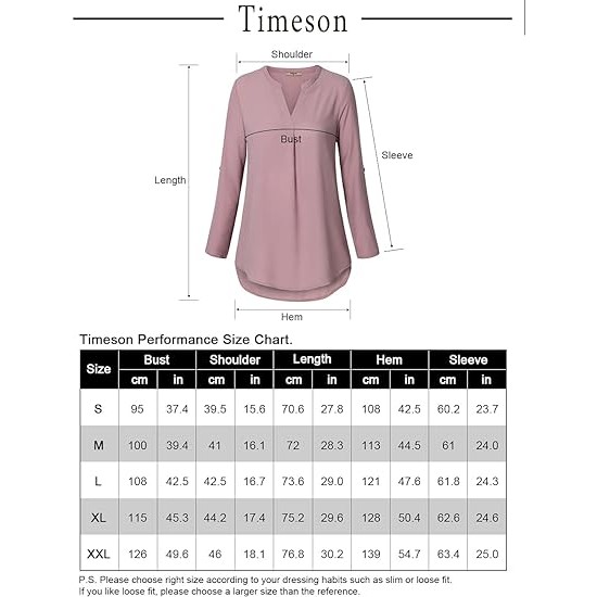 Timeson Women's Casual Chiffon V Neck 3/4 Sleeve Blouse Tops