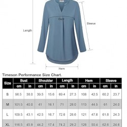 Timeson Women's Casual Chiffon V Neck 3/4 Sleeve Blouse Tops