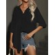 HOTOUCH Women Button Down Shirts Office Drop Shoulder Oversized Blouse Long Sleeve Boyfriend Dress Shirt with Pocket