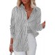 Diosun Womens Striped Button Down Shirts Classic Long Sleeve Stylish Collared Office Work Blouses Tops