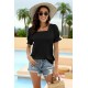 WIHOLL Tops for Women Summer Casual Ruffle Trim Sleeve Square Neck T Shirts