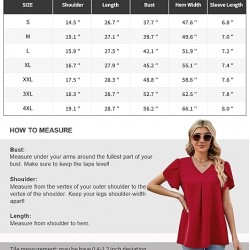 Funlingo Women's Summer Tops Short Sleeve Dressy Chiffon Blouses V Neck Work Tunic Tops Casual Loose T-Shirts