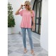 Funlingo Women's Summer Tops Short Sleeve Dressy Chiffon Blouses V Neck Work Tunic Tops Casual Loose T-Shirts