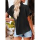 Dokotoo Casual V Neck Button Down Shirts for Women Solid Short Sleeve Blouse Tops