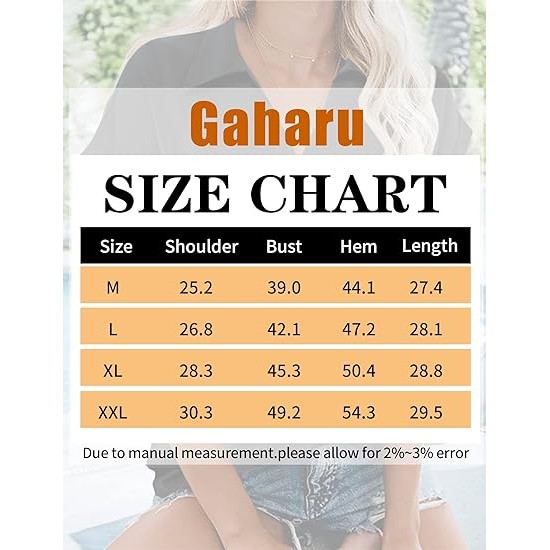 Gaharu Women's Summer Work Blouse V Neck Short Sleeve Lapel Shirt Top Tunic