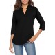 CEASIKERY Women's 3/4 Sleeve V Neck Tops Casual Tunic Blouse Loose Shirt