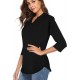 CEASIKERY Women's 3/4 Sleeve V Neck Tops Casual Tunic Blouse Loose Shirt