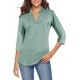 CEASIKERY Women's 3/4 Sleeve V Neck Tops Casual Tunic Blouse Loose Shirt