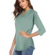 CEASIKERY Women's 3/4 Sleeve V Neck Tops Casual Tunic Blouse Loose Shirt