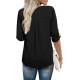 Youtalia Womens 3-4 Cuffed Sleeve Chiffon Printed V Neck Casual Blouse Shirt Tops