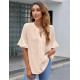 BMJL Womens White Blouses Chiffon Ruffle Short Sleeve V Neck Business Casual Tops Summer Cute Shirt