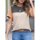 Dokotoo Womens Color Block Fashion Short Sleeve Crewneck Knitted Spring Summer Casual Loose T Shirts Tops