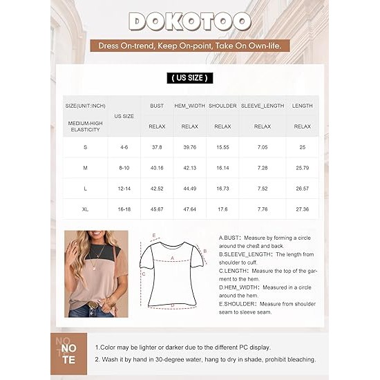 Dokotoo Womens Color Block Fashion Short Sleeve Crewneck Knitted Spring Summer Casual Loose T Shirts Tops