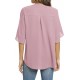 Funlingo Women's Summer Tops Short Sleeve Casual Shirts V Neck Chiffon Dressy Blouse Tops