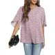 Funlingo Women's Summer Tops Short Sleeve Casual Shirts V Neck Chiffon Dressy Blouse Tops