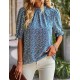 ZILIN Women's Summer Boho Floral Shirt Top Ruffle Mock Neck Puff Short Sleeve 2024 Casual Blouses