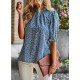 ZILIN Women's Summer Boho Floral Shirt Top Ruffle Mock Neck Puff Short Sleeve 2024 Casual Blouses