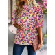 ZILIN Women's Summer Boho Floral Shirt Top Ruffle Mock Neck Puff Short Sleeve 2024 Casual Blouses