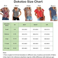 Dokotoo Women's Casual Boho Floral Printed V Neck Tops Drawstring Short Long Sleeve T Shirt Blouses