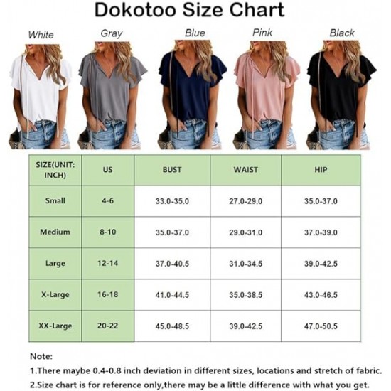 Dokotoo Women's Casual Boho Floral Printed V Neck Tops Drawstring Short Long Sleeve T Shirt Blouses