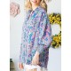 Astylish Women 2024 Loose V-Neck Shirts Paisley Print Lantern Sleeve Blouse Top