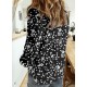 Dokotoo Women's Casual V Neck Alicia Floral Print Roll Up Long Sleeve Chiffon Button Down Blouses Bohemian Top Shirts