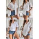 Zeagoo Women Linen Button Down Shirt Rolled Cuffed Short Sleeve Blouse Ladies Summer Casual V Neck Beach Cotton Tops