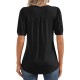 Ficerd Women's Puff Short Sleeve Tunic Tops Pleated Crew Neck Blouses Dressy Casual Loose Spring and Summer T-Shirts