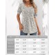 Ficerd Women's Puff Short Sleeve Tunic Tops Pleated Crew Neck Blouses Dressy Casual Loose Spring and Summer T-Shirts