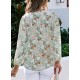 SHEWIN Women's Casual Boho Floral Print V Neck Long Sleeve Loose Blouses Shirts Tops