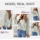 SHEWIN Women's Casual Boho Floral Print V Neck Long Sleeve Loose Blouses Shirts Tops