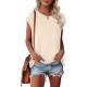 MEROKEETY Women's Casual Cap Sleeve T Shirts Basic Summer Tops Loose Solid Color Blouse