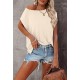 MEROKEETY Women's Casual Cap Sleeve T Shirts Basic Summer Tops Loose Solid Color Blouse