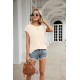 MEROKEETY Women's Casual Cap Sleeve T Shirts Basic Summer Tops Loose Solid Color Blouse