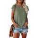 MEROKEETY Women's Casual Cap Sleeve T Shirts Basic Summer Tops Loose Solid Color Blouse