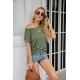 MEROKEETY Women's Casual Cap Sleeve T Shirts Basic Summer Tops Loose Solid Color Blouse