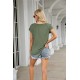 MEROKEETY Women's Casual Cap Sleeve T Shirts Basic Summer Tops Loose Solid Color Blouse